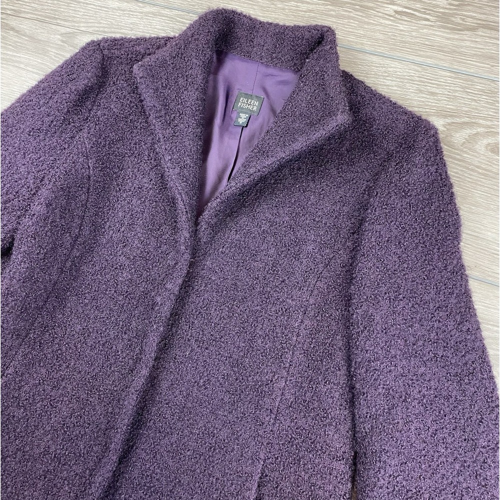 Eileen Fisher Women's Wool‎ Blend Boucle Coat Italian Fabric Purple Size Small